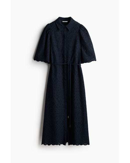 H&M Overhemdjurk Met Broderie Anglaise in het Black