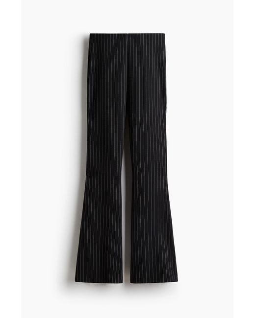 H&M Flared Broek Van Tricot in het Black
