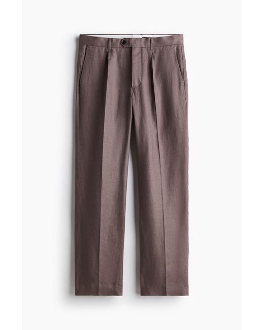 H&M Anzughose aus Leinen in Relaxed Fit in Brown für Herren