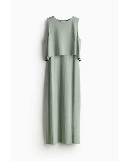 H&M Green MAMA Before & After Stillkleid