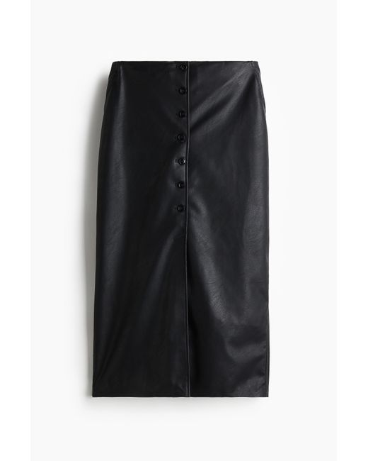H&M Black Bleistiftjupe mit Coating