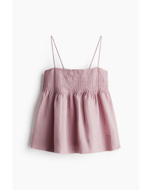 H&M Pink Trägertop mit Biesen aus Ramie