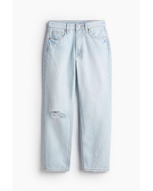 H&M Blue Straight High Cropped Jeans