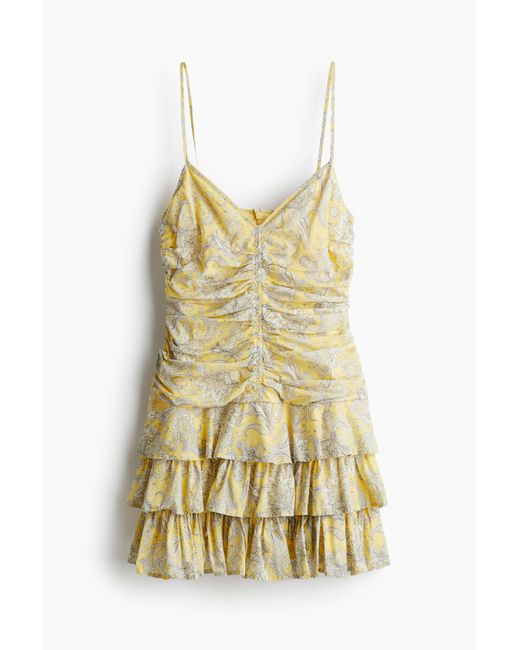 H&M Yellow Trägerkleid mit Stufenjupe