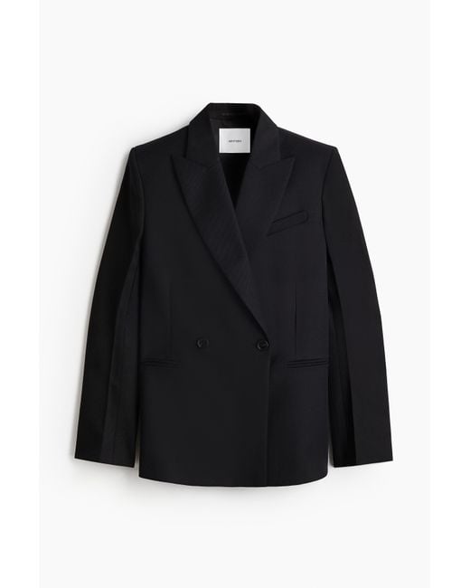 H&M Black Zweireihiger Blazer aus Wolle