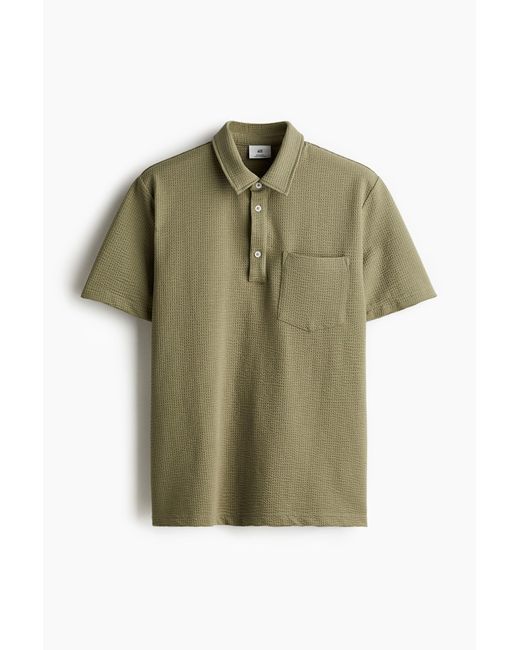 H&M Poloshirt mit Waffelstruktur in Regular Fit in Green für Herren