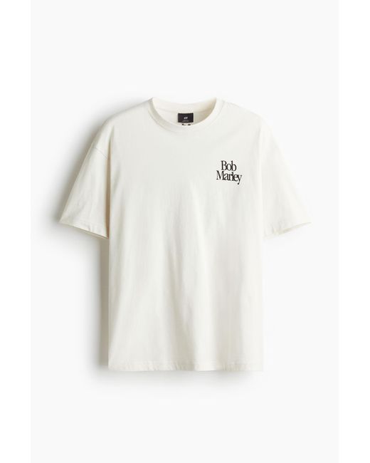 H&M T-Shirt in Loose Fit in White für Herren