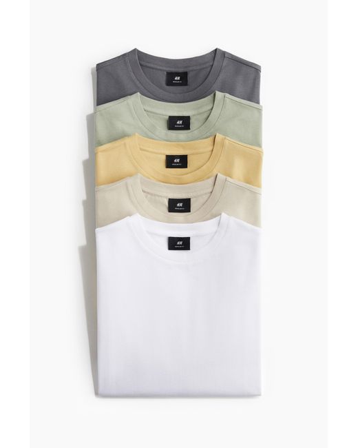 H&M 5er-Pack T-Shirts in Regular Fit in White für Herren