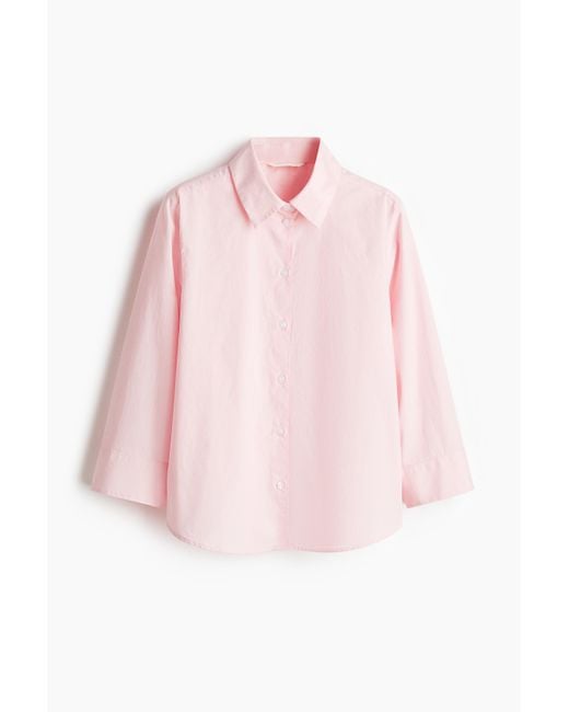 H&M Pink Bluse aus Baumwollpopeline