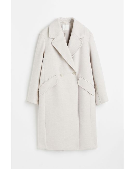 H&M White Zweireihiger Mantel
