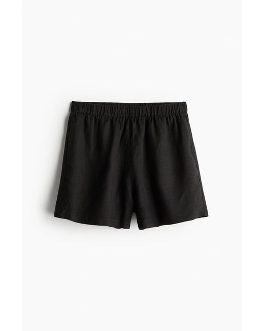 H&M Black Pull-on-Shorts aus Leinen