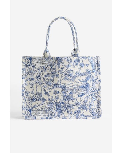 H&M Blue Handtasche mit Jacquardmuster