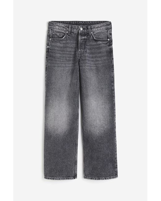 H&M Baggy Wide Low Jeans in het Gray