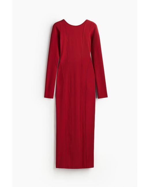 H&M Red Langes figurbetontes Kleid
