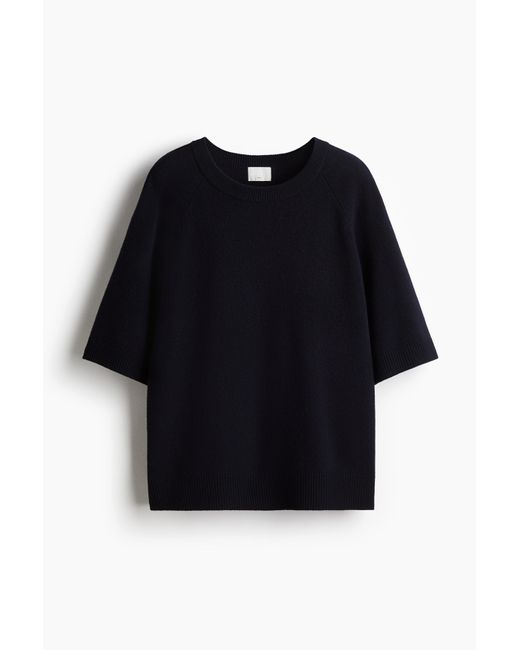 H&M Oversized T-shirt Van Wol in het Black