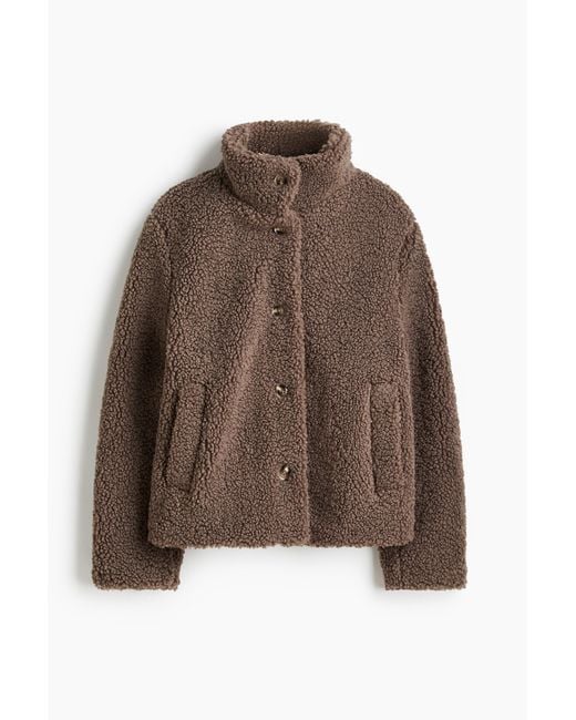 H&M Brown Jacke aus Teddyfleece