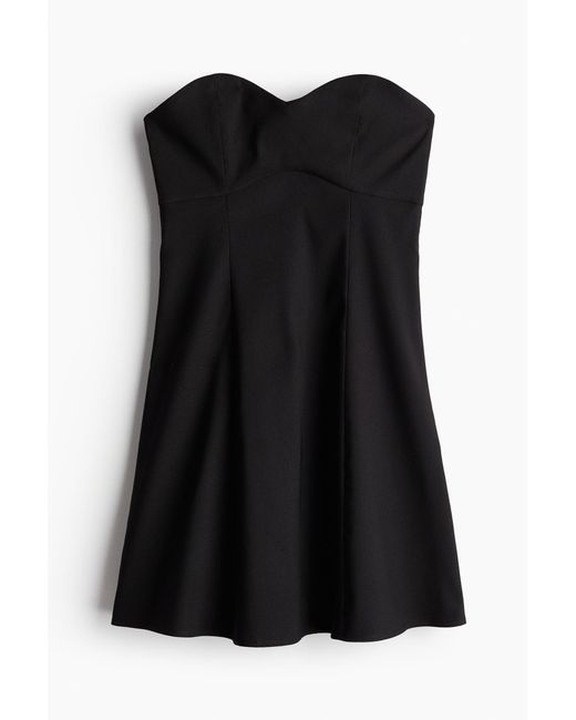 Robe bandeau avec jupe évasée H&M en coloris Black