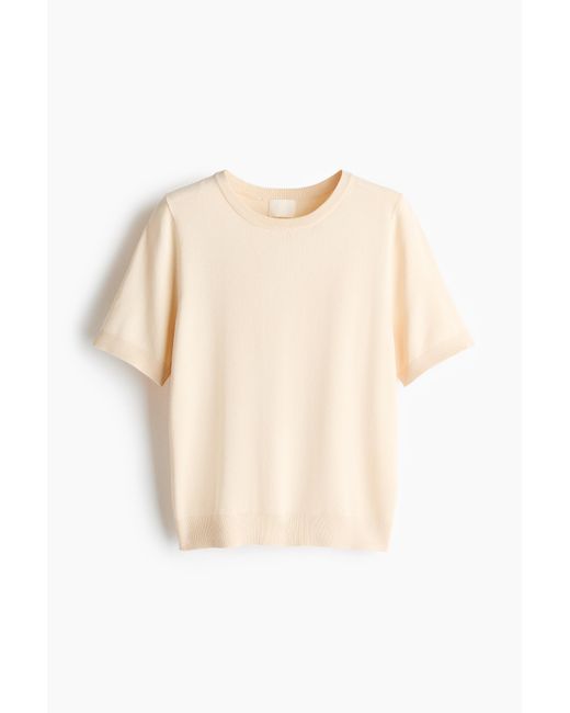 H&M Natural Feinstrickshirt