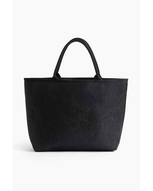 H&M Black Strandtasche aus Webstoff