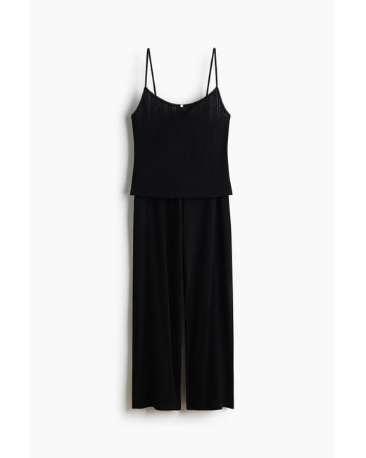 H&M Cotton Pointelle Pyjamas in het Black