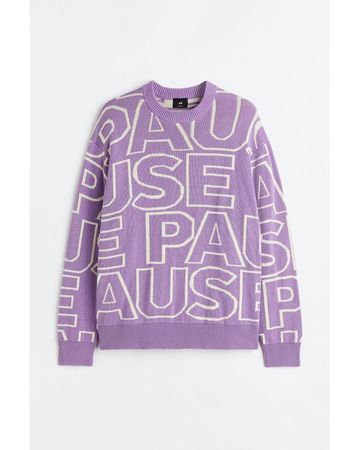 Pull en maille jacquard Relaxed Fit H&M pour homme en coloris Violet | Lyst