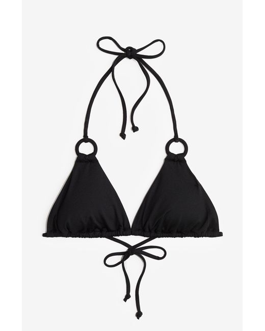 H&M Black Wattiertes Triangel-Bikinitop