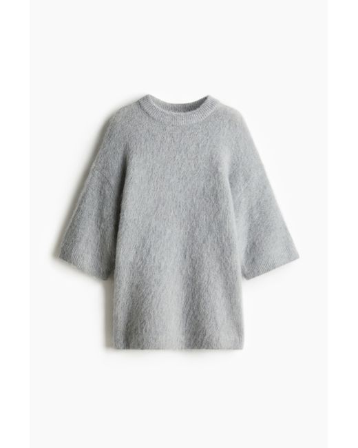 H&M Gray Kurzarmpullover aus Mohairmix