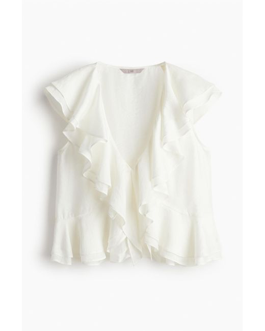 H&M White Bluse mit Volants