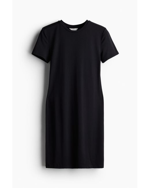 H&M Black T-Shirt-Kleid aus Mikrofaser