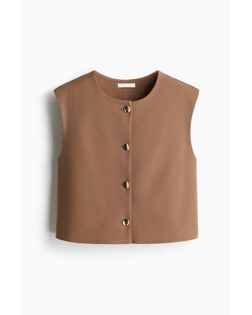 H&M Gilet Van Interlocktricot in het Brown
