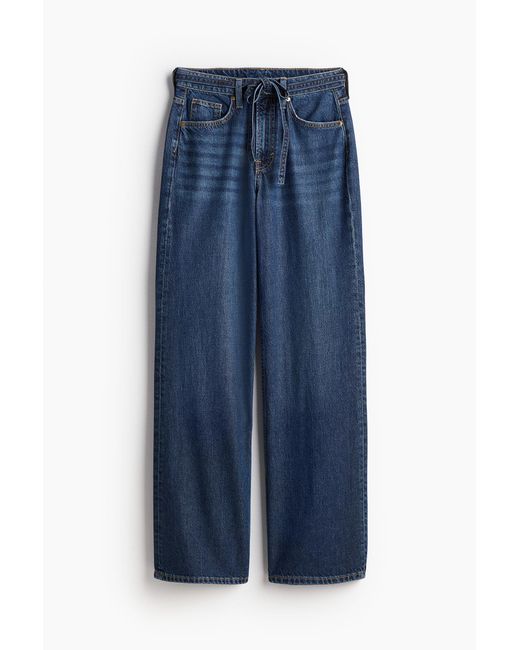 H&M Blue Feather Soft Wide High Jeans