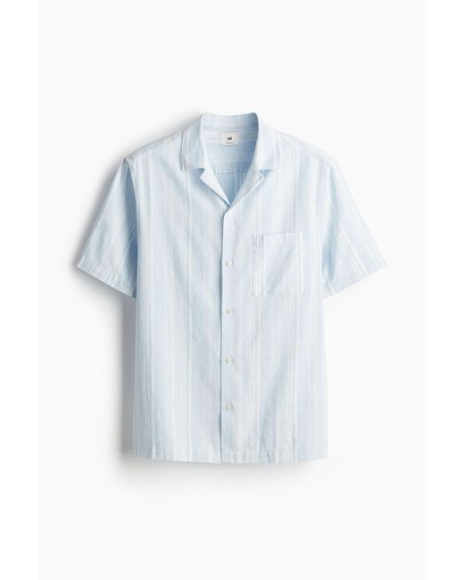 H&M Freizeithemd aus Leinenmix in Regular Fit in Blue für Herren