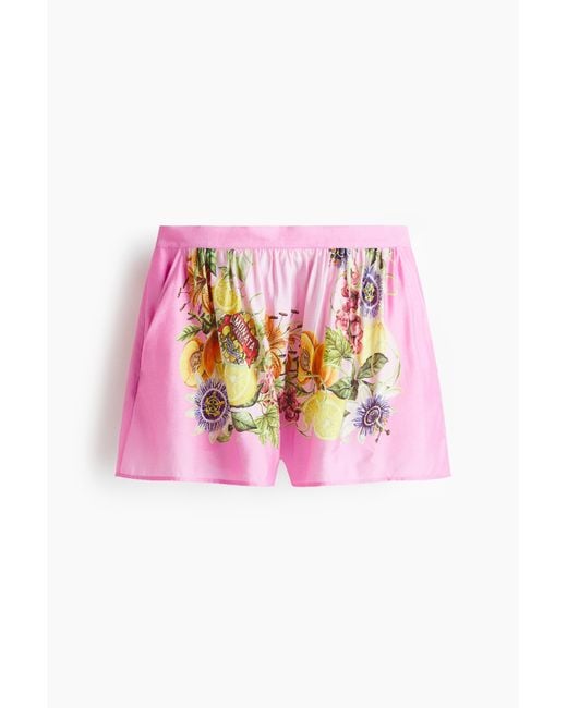 H&M Pull-on Short Met Print in het Pink