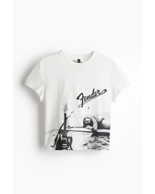 H&M White T-Shirt mit Print
