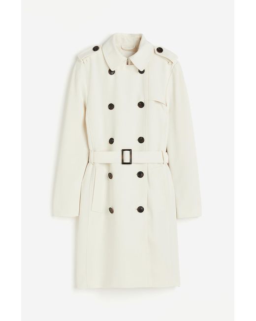 H&M Double-breasted Trenchcoat in het Natural
