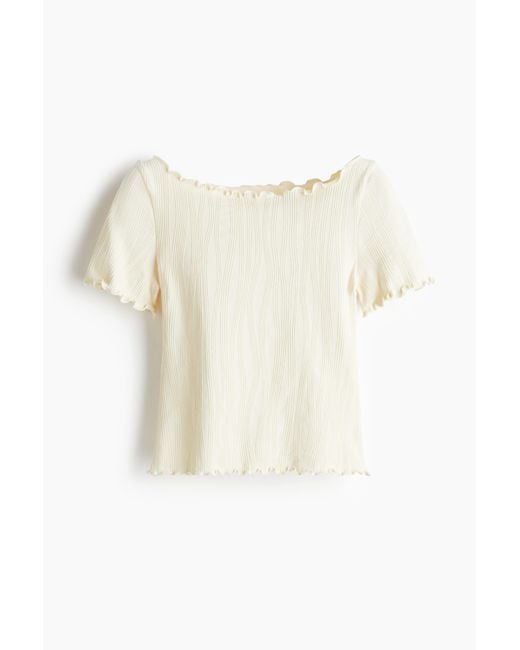 H&M White Tulip Short Sleeve Top