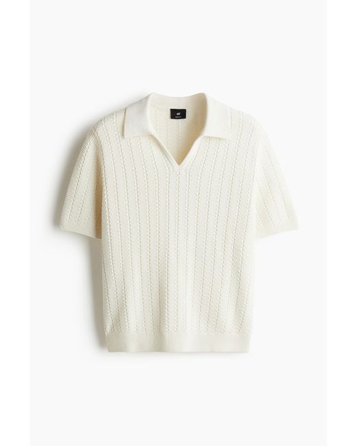 H&M Poloshirt aus Strukturstrick in Regular Fit in White für Herren
