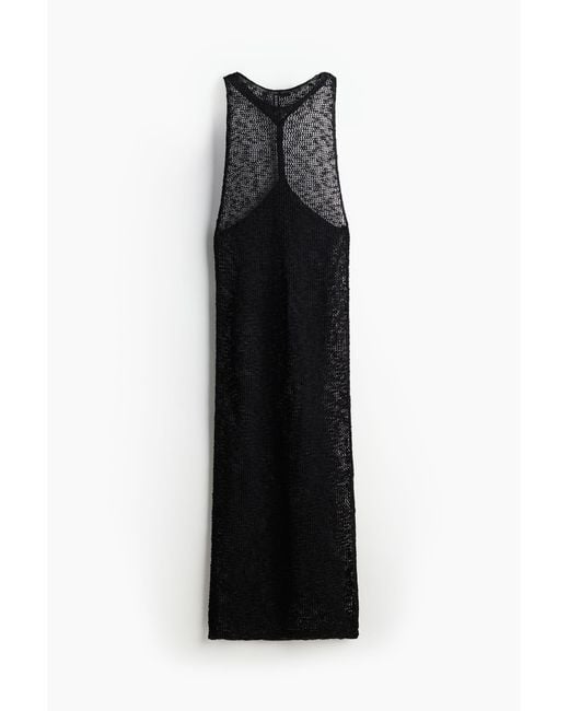 H&M Black Kleid im Häkellook mit Twistdetails