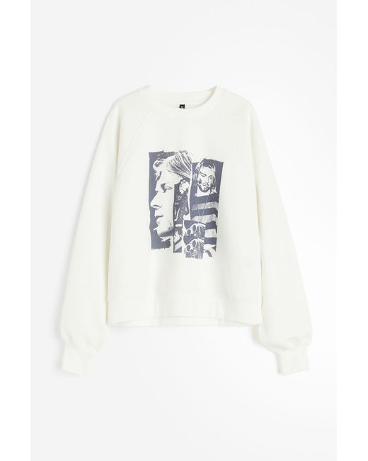 H&M White Sweatshirt mit Print