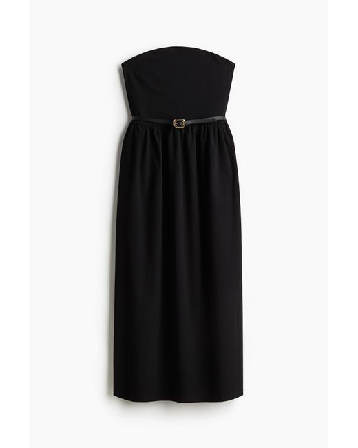 H&M Black Bandeau-Kleid mit Gürtel