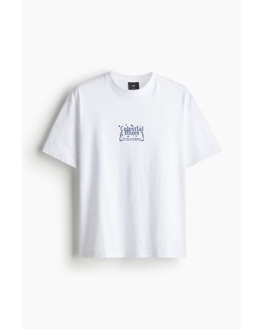 H&M Bedrucktes T-Shirt in Loose Fit in White für Herren