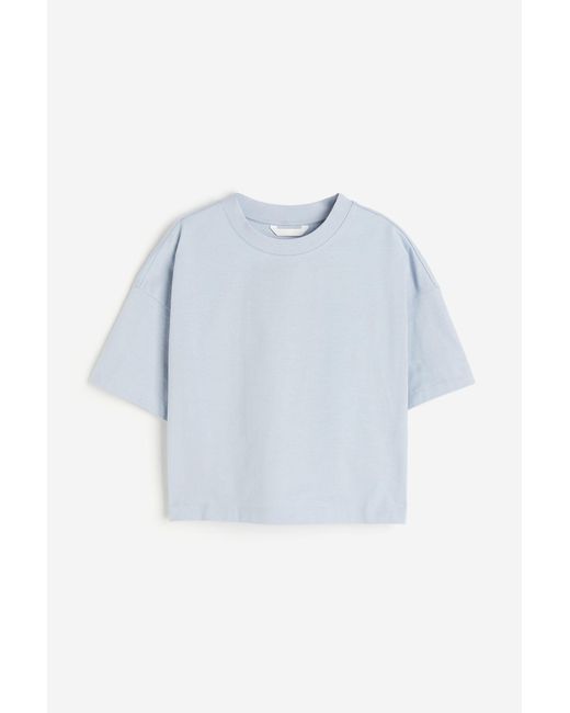 H&M Blue Kastiges Baumwoll-T-Shirt