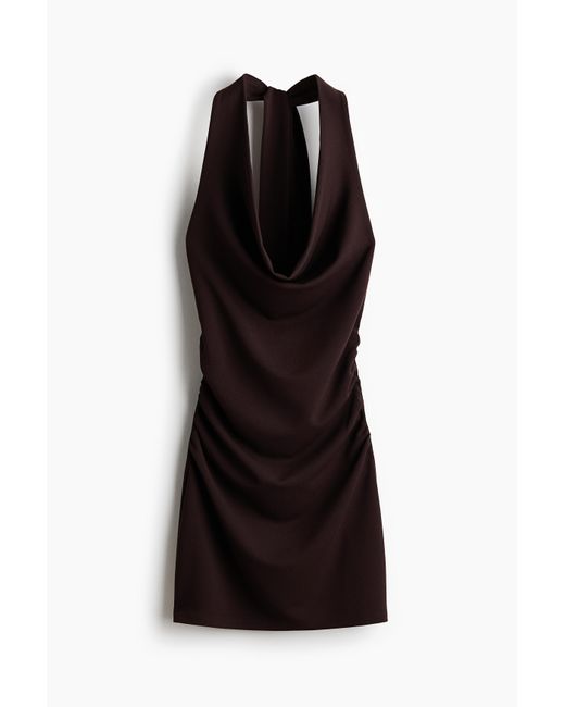 H&M Gedrapeerde Halterjurk in het Black