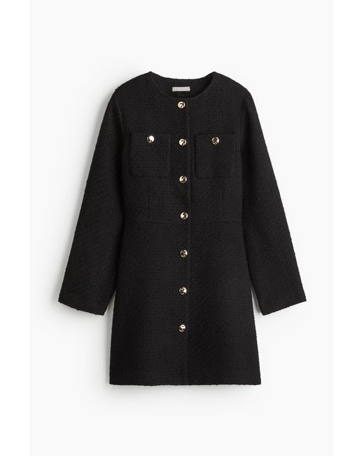 H&M Bouclé Jurk in het Black