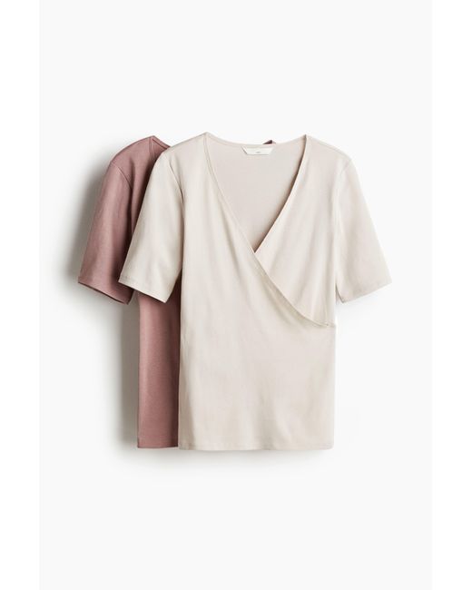 H&M Pink MAMA 2er-Pack Stillshirts