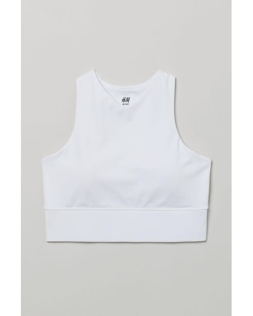 H M Medium Support Sports Bra In White Lyst H M Medium Support Sports Bra In White Lyst