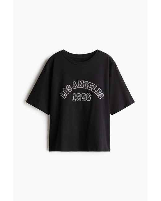 H&M T-shirt Met Decoraties in het Black