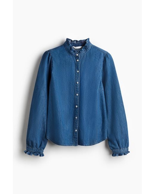 H&M Blue Denimbluse mit Volants