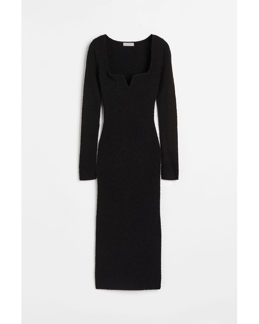 H&M Black Kleid aus Boucléstrick