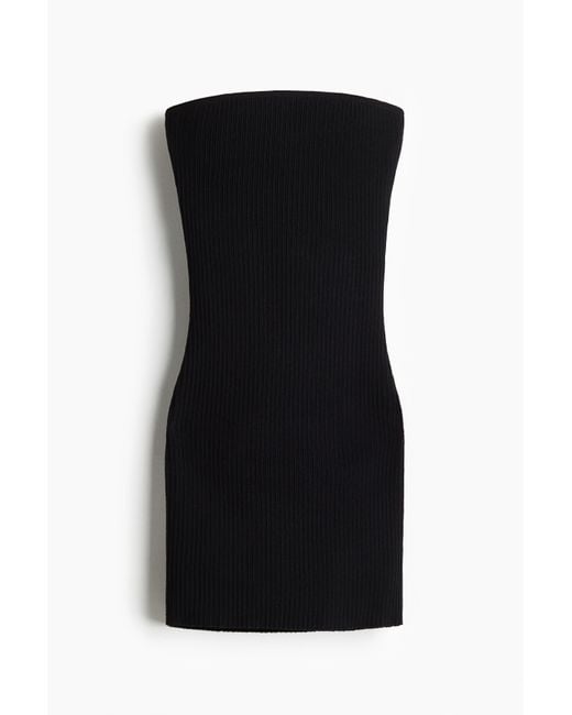 H&M Black Bandeau-Kleid aus Rippstrick